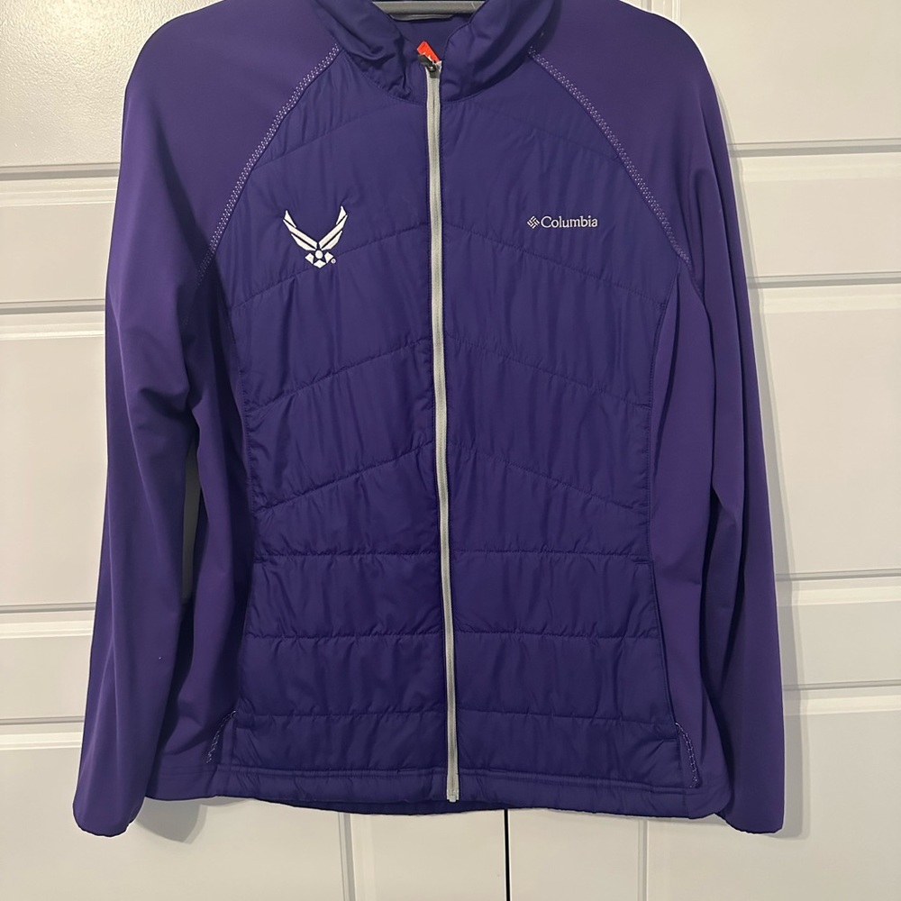 Columbia Purple Jacket with Red Omni-Heat Patch with Air Force Logo